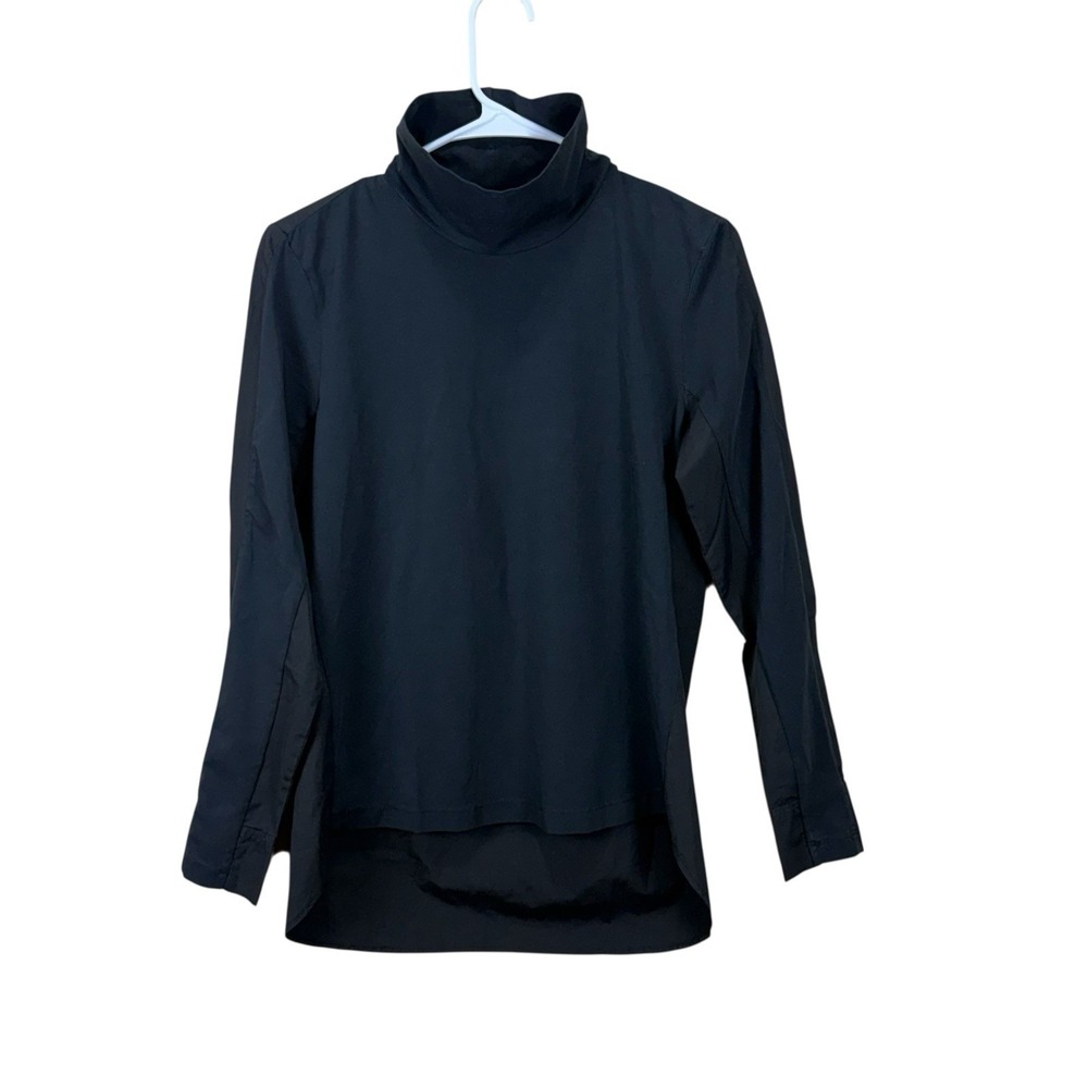 European Culture Turtleneck Top Women's S Small Black Royal Dye Long Sleeve
